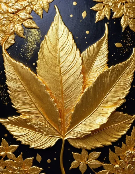 Gold foil is made by grinding the gold foil into fine mud with your fingers and glue.，Use a pen to depict，The gold leaf painting has a golden and magnificent appearance due to the large amount of gold foil in the painting materials.、The magnificent and lux...