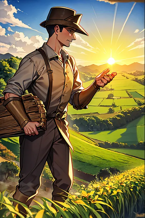 In the countryside theres James, a dedicated farmer. Every morning he tends to his crops guided by the rising sun. With weathered hands and a faithful dog by his side he nurtures the land he loves. Through every season, he works tirelessly finding solace i...