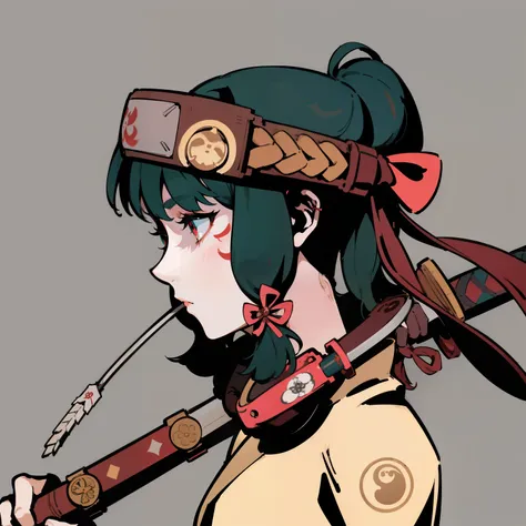 Anime girl with an angelic crown and an angelic sword in her hand, futuristic art style, reid hansabi anime character, anime style illustration, inspired by Reid Hansabi, female assassin, retro anime girl, portrait!!! mononoke-hime style, studio ghibly sty...