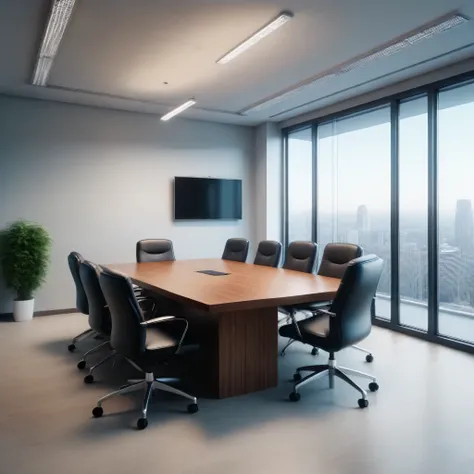 there is a large conference table with chairs in a room, office room interior, in a meeting room, office interior, interior back...