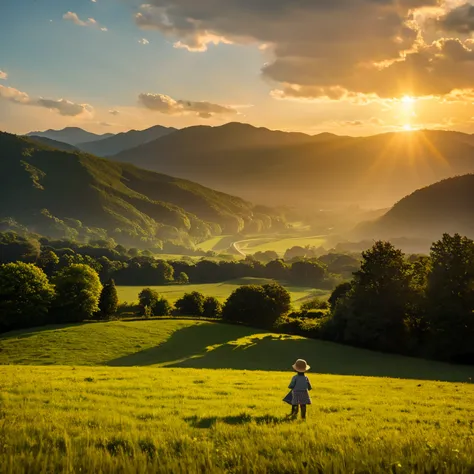 sunshine/landscape/child/warm/field/Light/An illustration