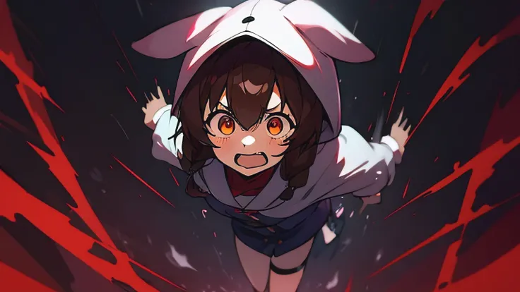 (highest quality), 1 girl, :d, head tilt, inugami korone, brown hair, dog ears,((dark forest)),((Horror Live)),(She is holding a flashlight),((She has a terrified look on her face:1.5)),(She&#39;s on the run from a killer:1.5),full body,