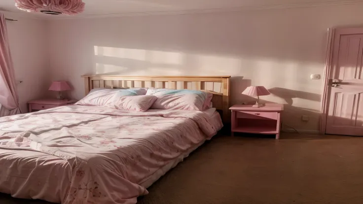 une chambre de fille vide toute rose inoccupée