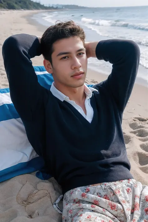 realistic photography, 1boy , handsome men ,beach  ,rating_save