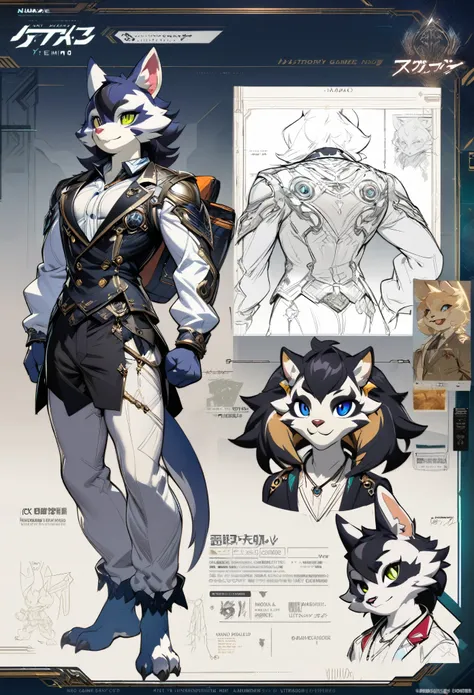 ((masterpiece)), (ultra detailed), (best quality), detailed background, (style of Science Fiction), (concept art, character sheet), game package, absurdres(highly detailed beautiful face and eyes)perfect anatomy(angelic handsome boy, kemono, child)(furry a...