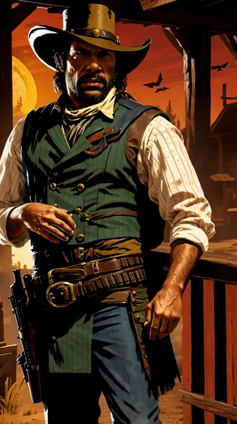 a bounty hunter from the western in the style of red dead redemption.