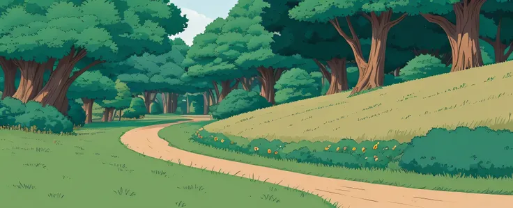 landscape, nature, vector, Ghibli style,