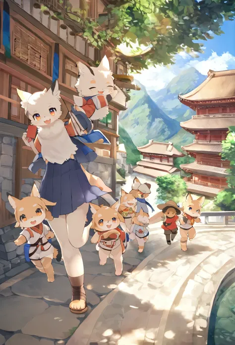 super high resolution, detailed background, World Heritage Site, 6+boys, 6+girls, Happy, joyful, absurdres(Photos of solo travelers)(kemono, furry anthro),