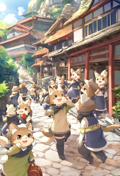 super high resolution, detailed background, World Heritage Site, 6+boys, 6+girls, Happy, joyful, absurdres(Photos of solo travelers)(kemono, furry anthro),