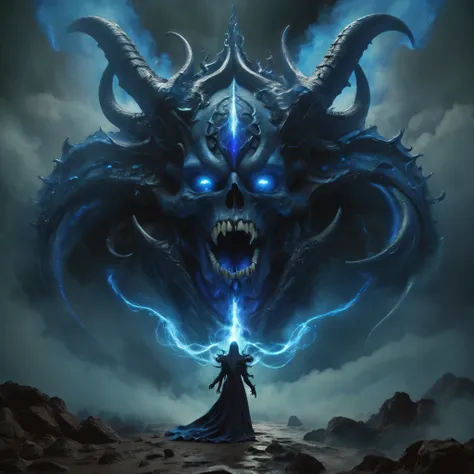 (best quality,4k,8k,highres,masterpiece:1.2),ultra-detailed,(realistic,photorealistic,photo-realistic:1.37),Giant demons with three faces from another dimension summoned from the magic circle, cosmic horror, deformed heads with tentacles and twisted horns,...