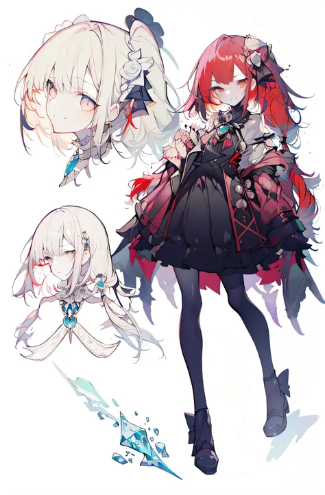 full body esbian,frontage,side,behind,sett,lolita prostitute,so gorgeouaximalism,extreme details,Rococo style,super long hair,intricate accessories,Complex hairstyles,gem,((red hair)),evil smile,