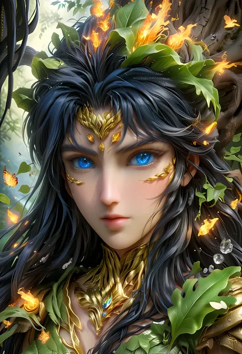 high details, best quality, 16k, [ultra detailed], masterpiece, best quality, (extremely detailed), dynamic angle, ultra wide shot, RAW, photorealistic, fantasy art, realistic art, a female druid (intricate details, Masterpiece, best quality: 1.5) in a jun...