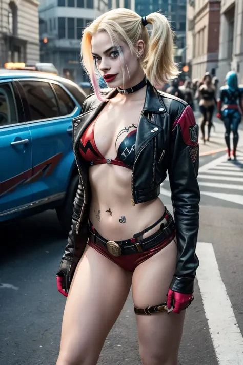 margot robbie、harley quinn(Suicide Squad)、sexy body、In the middle of the road