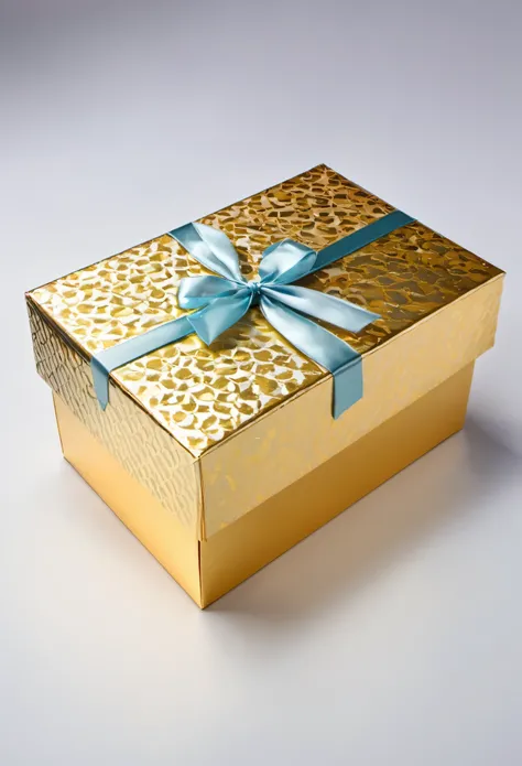 Gold foil covers the surface of the gift box