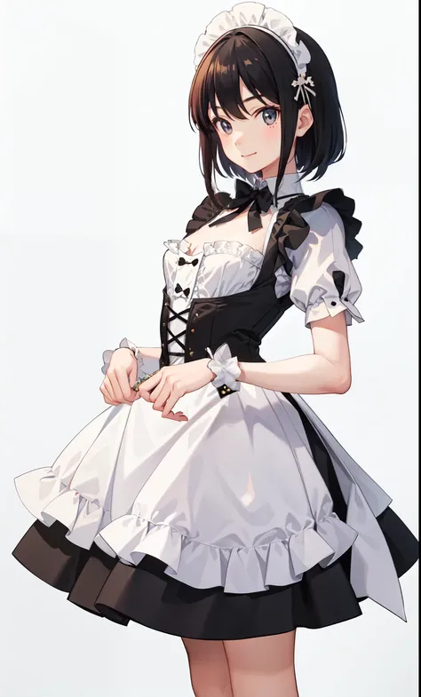 girl、かわいいgirl、smile、shirt、blouse、skirt、Maid Costume、（small breasts）、Flat chest、