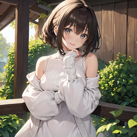 ((highest quality, 8K, masterpiece:1.3)), concentrated:1.2, perfect body beauty:1.4, buttocks:1.2, ((delicate hair)), (Colorful Solid Cold Shoulder Oversized Sweater、 :1.1) , ((highest quality、8K、masterpiece:1.3))、1 girl、A sloppy smile、Full body Esbian、sli...