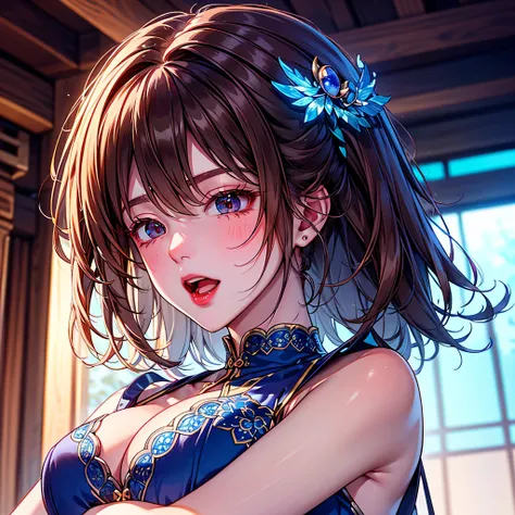 (eyes realistic sizing, drooping eyes), ((showing off her super detailed drawing luxurious lacy panties with various patterned)), ((jumping casual dress)), outside, intense orgasm, open mouth, brown hair, ((eccentric posing)), vibrant deep path equirectang...