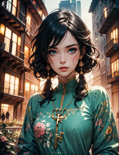 pace girl| standing alone on hill| centered| detailed gorgeous face| anime style| key visual| intricate detail| highly detailed|...