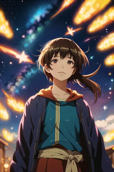 Your name, anime delicado , estrella fugaz 1:3, hiperrealista 
