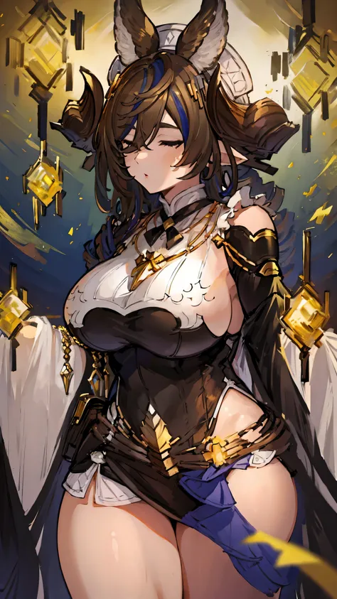 ((highest quality, 8K, masterpiece :1.3)),super detailed face, 1 adult female,Galewon,GRANBLUE FANTASY,plump body,big breasts,,NSFW,Erotic Pose