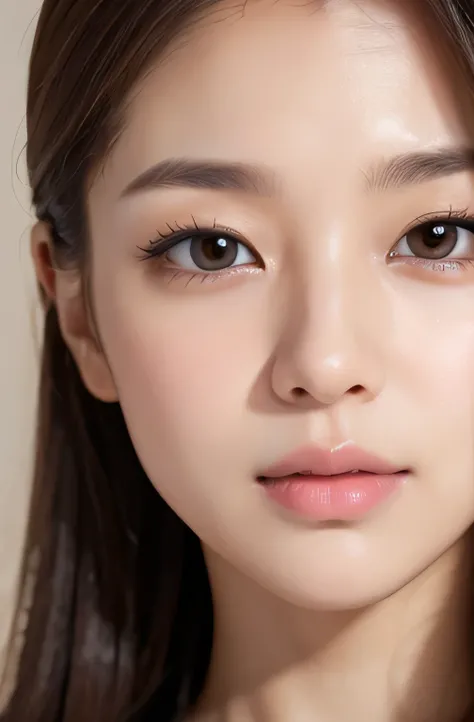 image of one woman、brown eyes、close up of face、smooth skin、Amazingly cute face、actresasterpiece、highest quality、8k photo、（close ~ eye）excited expression、wistful look、please open your mouth wide、(wrinkles at the corners of the eye:1.1),28 year old female、Pl...