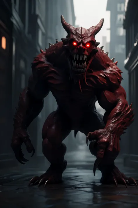 In the chilling stillness of the digital realm, a 3D animated sinister creature emerges, its glowing red eyes piercing the darkness with an unsettling intensity. The razor-sharp claws of this monstrous figure gleam menacingly, ominously clicking against th...