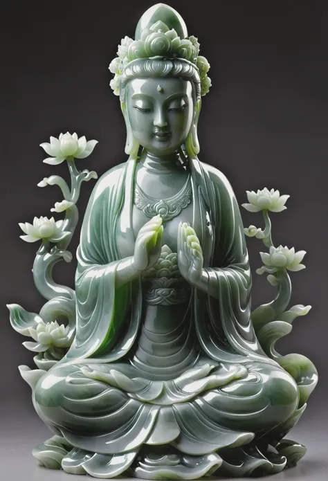 jade，guanyin sculpture，(masterpiece, best quality:1.2)