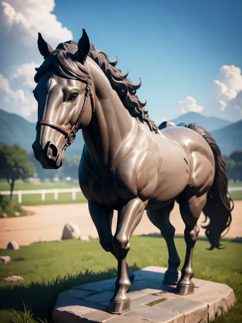 sculpture of a horse, made out of stone, ultra detailed, high quality, 8k resolution