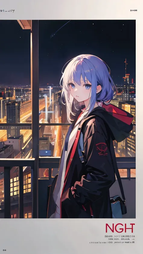 ((highest quality)), ((masterpiece)), (detailed), Anime Art, City of night, young woman, 22 oclock