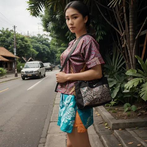 Tas merek nike bergabung dengan batik indonesia, sehingga tas nya memiliki model batik dengan merek nike