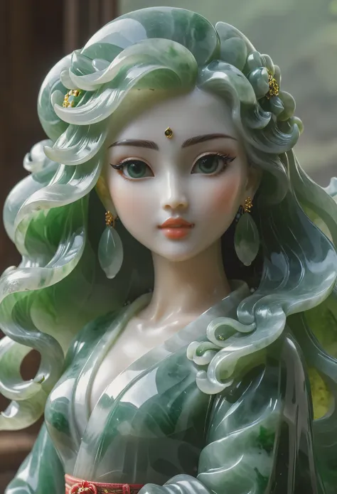 (masterpiece, best quality:1.2), jade，1 jade girl, solo，beautiful，close-up