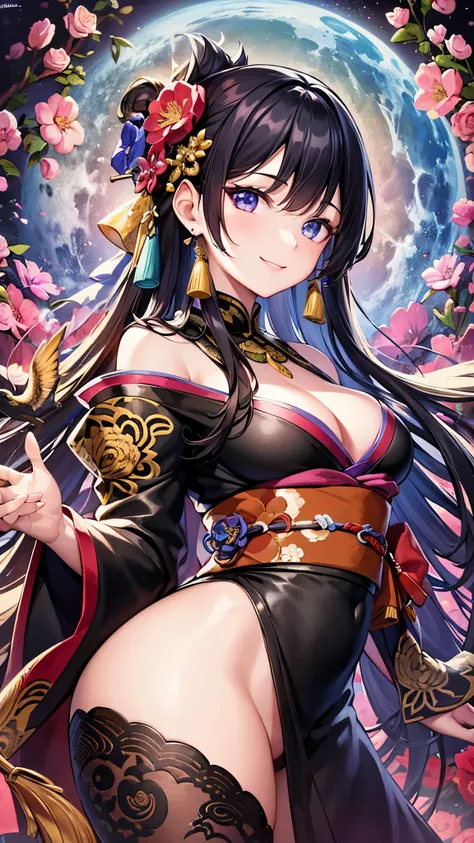 ((highest quality)),(Ultra-high resolution),(Very detailed),(Detailed Description),((The best CG)),(A masterpiece),Ultra-precise art,amazing drawing art,(Oriental fantasy art with intricate detail:1.5), (woman wearing kimono:1.5),(Beautiful and well-propor...