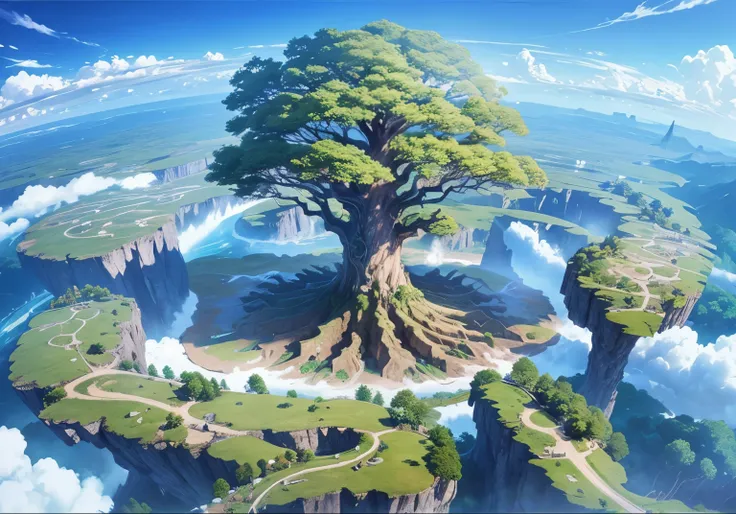 yggdrasil, fantasy tree, anime background