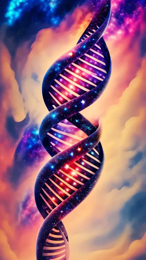 dna, sky, cloud, no humans, star \(sky\), galaxy, space, luminescent