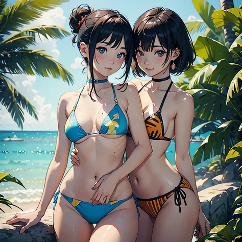 (highest quality, masterpiece, High resolution)、(Anime Art 4k)、 (reality)、Beautiful Japanese Women、(Two women)、20-year-old、((Eat a large soft serve ice cream))、(Detailed depiction of a beautiful face)、Smiling Kindly、Small breasts、Slim figure、Medium Short H...