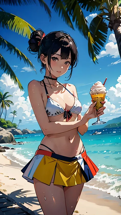 (highest quality, masterpiece, High resolution)、(Anime Art 4k)、 (reality)、Beautiful Japanese Women、(Two women)、20-year-old、((Eat a large soft serve ice cream))、(Detailed depiction of a beautiful face)、Smiling Kindly、Small breasts、Slim figure、Medium Short H...