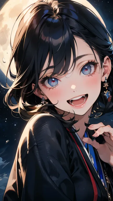 A once-in-a-millennium masterpiece, A photo you will never get again, Inexplicable high resolution, The most beautiful adult woman in Japan, Ultra high definition eyes, jewel-like eyes, Eyes that seem to draw you in, laugh playfully, The moon is beautiful