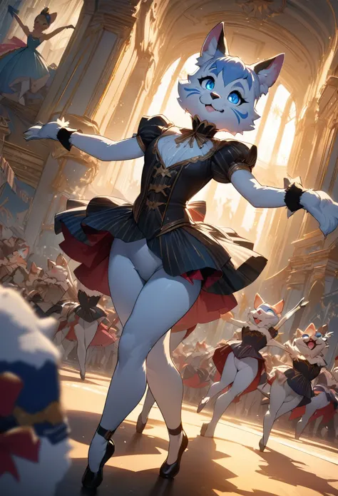 top quality, best quality, High-quality illustrations, masterpiece, super high resolution, detailed background, ballet, The Nutcracker, absurdres(highly detailed beautiful face and eyes)perfect anatomy, expression, good lighting, cinematic shadow(kemono, f...