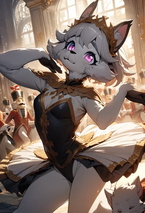 top quality, best quality, High-quality illustrations, masterpiece, super high resolution, detailed background, ballet, The Nutcracker, absurdres(highly detailed beautiful face and eyes)perfect anatomy, expression, good lighting, cinematic shadow(kemono, f...