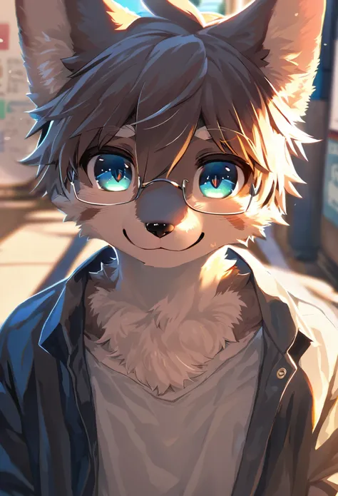 highres, paid reward available, unparalleled masterpiece, street(highly detailed beautiful face and eyes)absurdres, perfect anatomy, good lighting, volumetric lighting, cinematic shadow(angelic handsome 1boy, kemono, solo focus, single, Smiling embarrassed...