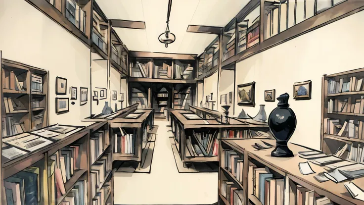 background、Anime background、Japan、and、Museum、museum、Bookshelf