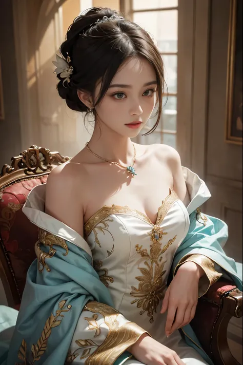 (best quality masterpiece): With meticulous attention to detail, every pixel comes alive in this highres 1girl image wearing a stunning china dress adorned with intricate phoenix patterns. Her hair is artfully arranged and accessorized with a beautiful hai...