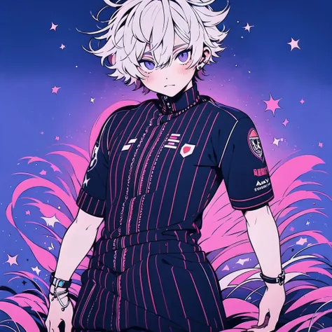 (anime boy masculino),( uniforme de futebol!!) , white hair