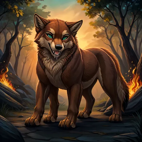 imagine a singular character design for a 22-year-old female feral red wolf (canis rufus) that perfectly captures a primal and a...