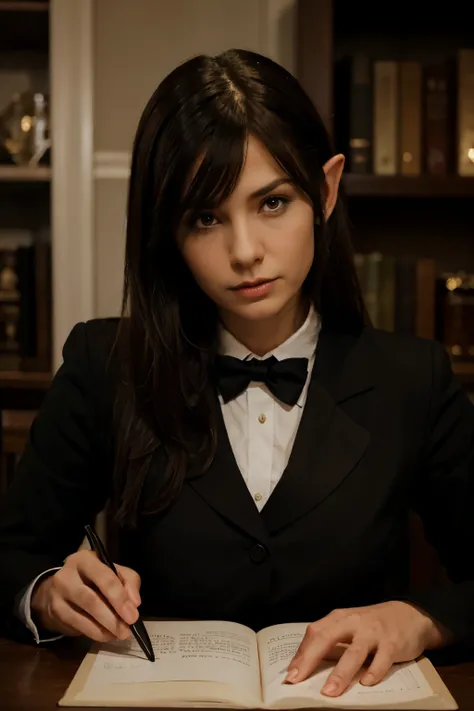 Dark-haired elf, serious and businesslike - butler