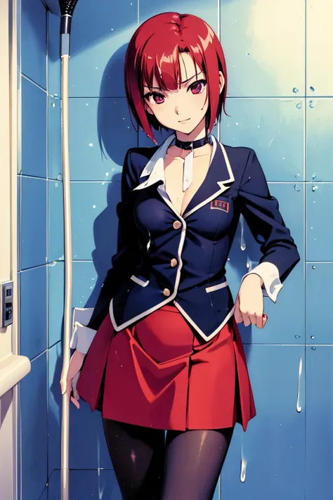 Rio, Super Blackjack、Red Hair、Short Hair、((school uniform))、((pantyhose))、mini skirt、Photo from below、Medium chest、((shower room))、Rio・デ・カーニバル、((Get wet all over))