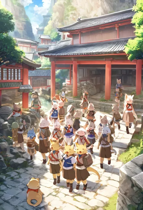 super high resolution, detailed background, World Heritage Site, 6+boys, 6+girls, Happy, joyful, absurdres(Photos of solo travelers)(kemono, furry anthro)cinematic,