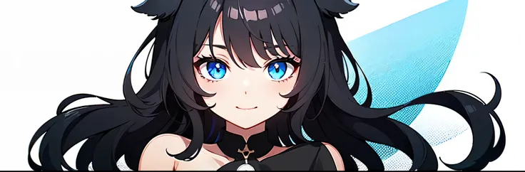 Watching the audience, One girl, Open your mouth, smile, Virtual YouTuber、With a girl、((highest quality, expensive_solve, Clear_image)),(Black Hair), (black cat ears), (Ahoge), (ridiculously short hair), (Wavy Hair), (blue eyes)、Very large breasts,wearing ...