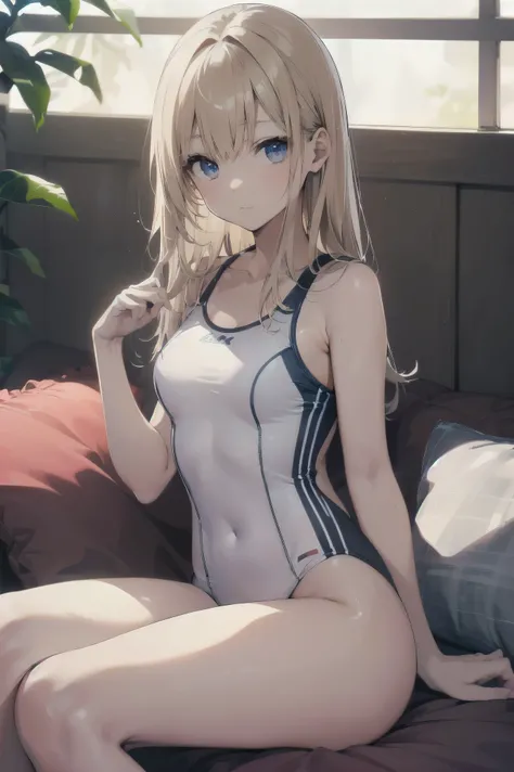 high quality、最high quality、Complete limbs、Ultra-high resolution、Shining Eyes、Full hands and fingers、Slender beauty、Wearing a white school swimsuit、White skin