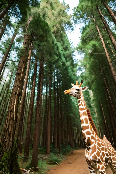 kid giraffe,forest,adventure,the beginning,Excited　